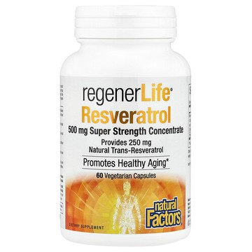 Natural Factors, RegenerLife® 白藜蘆醇，500 毫克，60 粒素食膠囊