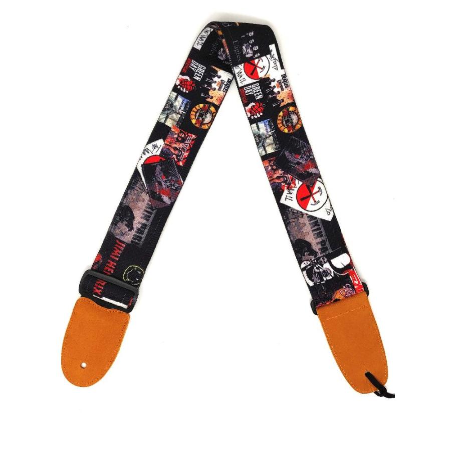 ギター ストラップ Rock Bands Cotton 2.3 Inches Wide Guitar Strap 100% wit