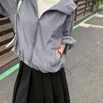 輕薄透氣防曬外套 女 涼感 百搭 韓繫條紋防曬衣女夏薄款透氣開衫寬鬆顯瘦短外套26新款上衣小個0723