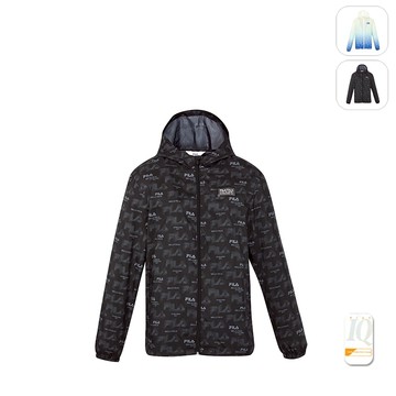 【FILA】男性 抗UV 風衣外套(可收納)-黑色 1JKY-1310-BK