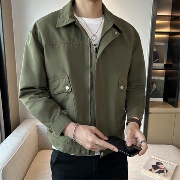 潮牌軍綠色風衣春裝褂子夾克外套