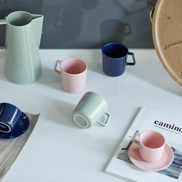 camino｜FRANCIA 陶瓷北歐馬卡龍色 馬克杯 粉 綠 藍 三色 - 午夜深藍