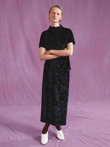Velvet Long Side Pocket Skirt