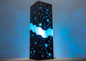 分離式賽博龐克 LED 夜燈 - 科幻電路板風格檯燈