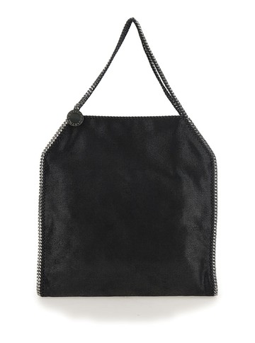 Stella McCartney Black Handbag With Diamond-like Chain And Logo Charm On The Front In Ecoleather Woman