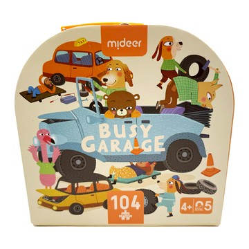 mideer 手提盒拼圖  汽車百科  104片  1盒