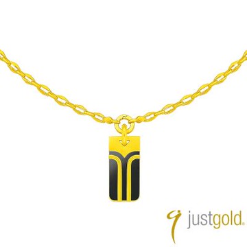 【Just Gold 鎮金店】稜變·黑瑪瑙 AURA-曲轉 黃金吊墜(不含鍊)