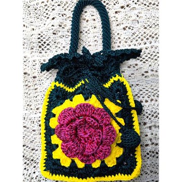 鉤針純手工編織小花包 鑰匙零錢手機紙巾鉤包成品包休閑花卉迷你