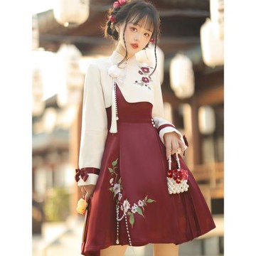 原創洛麗塔公主裙中國風漢元素新年拜年過年日常Lolita連衣裙秋冬