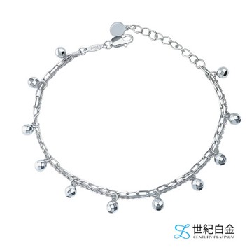 【世紀白金】Pt950鉑金手鍊 白金雙層閃珠手鍊 可調整長度