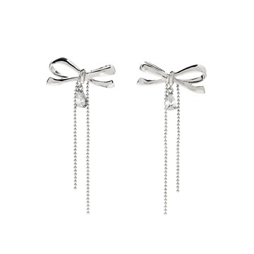 [銀針] 蝴蝶結之淚耳環 / Bow Tears Earring