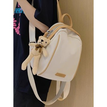 輕便百搭雙肩包女2024年新款韓版大容量簡約旅行背包斜挎學生書包