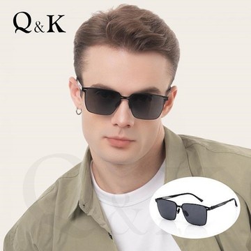 【Q&K】黑凌鋒 高級薄鋼無螺絲偏光墨鏡/輕量彈力/抗UV400/防眩光/修飾臉型