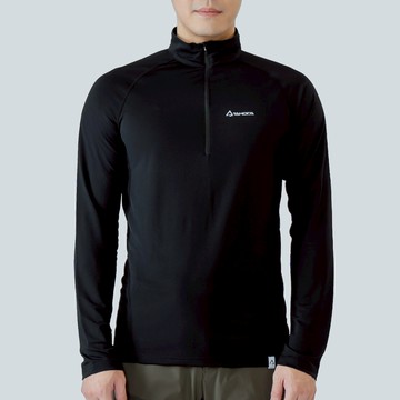 Wi 環保機能輕量排汗速乾拉鍊上衣 男款 黑色