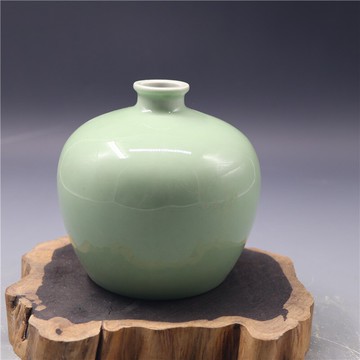 景德鎮單色釉果綠小水盂花插客廳書房茶幾擺設插花1入