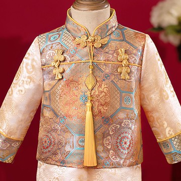 台灣公司貨 最低價 免運 周歲禮服男寶寶中式嬰兒唐裝一周歲抓周百歲宴男童中國風抓周套裝