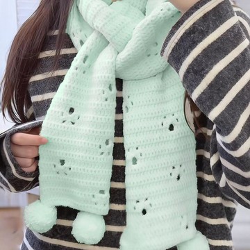 手作🍋糯米線小貓踏雪圍巾手工編織可愛diy材料包雲朵綿綿毛線女友閨蜜 冰條毛線編織材料包 交換禮物手工藝勾針