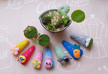 手感刺繡不織布  三角BB夾 6公分髮夾 可愛小圖款