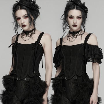 森林系哥德女巫棉質吊帶上衣 / 兩穿式 / 鋼骨束腰