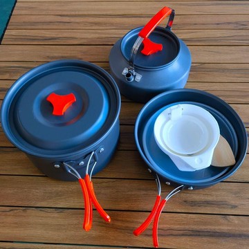 野營餐具 戶外餐具 炊具 露營鍋組 野營鍋 戶外炊具套鍋吊鍋可折疊便攜戶外鍋具露營野外炊具套裝野餐野營