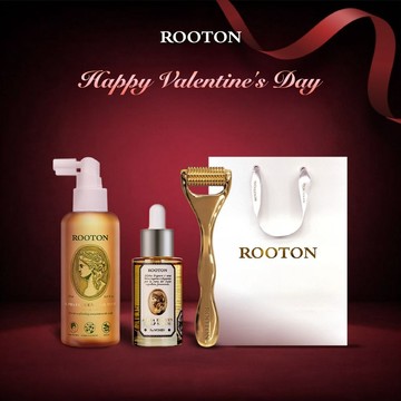 快速出貨【ROOTON】情人節快樂！髮根噴霧150ml+植萃髮根賦活頭皮精華30ml+甦活養護滾輪+燙金禮袋(情人節禮物)
