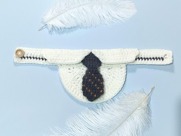 【型仔CEO領呔-灰色】手製寵物頸帶/頸圈 - 針織