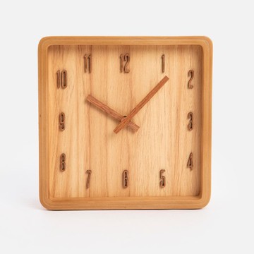 奧可利曲木靜音桌鐘方形19cm 淺木色