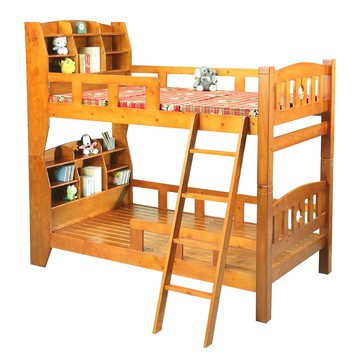 Homelike 喜家居書架型方柱雙層床(2252) 實木