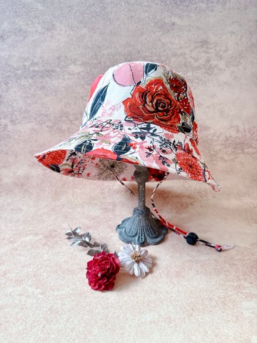 RARAKO 樂子手創 -漁夫帽 親子帽-輝夜姬 紅黑