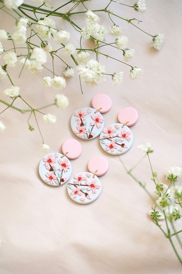 Sakura櫻花軟陶耳環