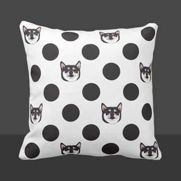 【聖誕情侶客製禮物】搞笑照片或插畫抱枕-黑白波點款式