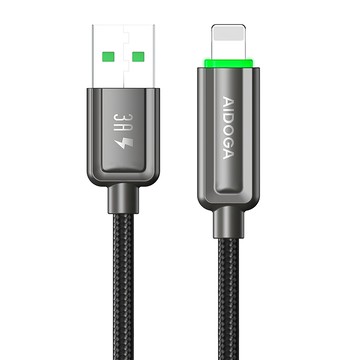 AIDOGA 艾迪伽 閃極系列 智能斷電補電 USB-A-Lightning充電傳輸線  槍黑色  1個  1.2m