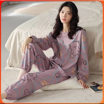 🥇台灣出貨🥇 鞦季新款ins風簡約網紅長袖睡衣女春鞦收口束腳睡褲居傢服兩件套 ✨️滿額免運✨️147-12-B