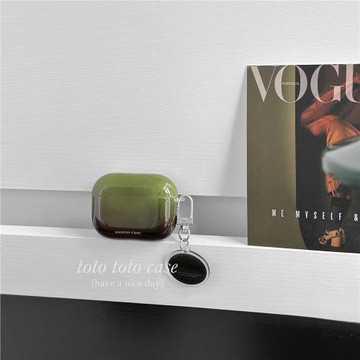 復古高級感抹茶綠漸變AirpodsPro3耳機套ins掛件適用蘋果藍牙無線保護套Airpods2/3代新款暈染AirPods4耳機殼