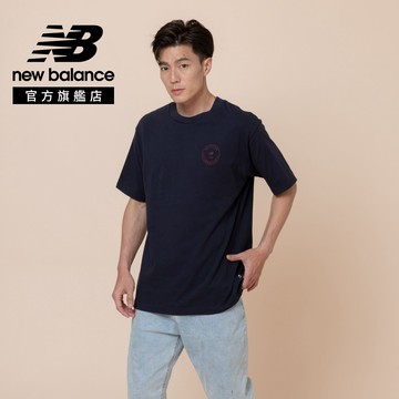 New Balance [New Balance]郵票印花短袖上衣_男性_深藍色_MT6242ANDNT 版型偏大