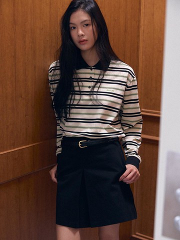 Youth Stripe Collar T-shirt [GREEN]