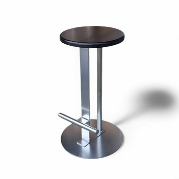 諾瓦吧台椅 Nova Bar Stool STT052｜實木染黑色座面 × 不鏽鋼腳架 商空吧椅 極簡風吧台椅 現代風吧椅