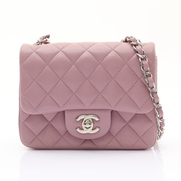 CHANEL 香奈兒 Mini Chain Flap 肩背包 淡粉灰色 羊皮 銀扣 A35200 【二手名牌BRAND OFF】