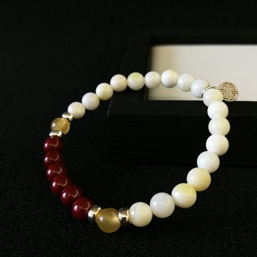 車磲黃玉硃砂手鍊