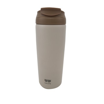 一品川流 樂司 / 雙飲口304不鏽鋼陶瓷保溫杯-600ml-奶茶棕-1入