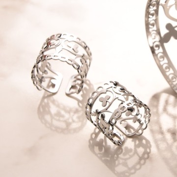 醫療級薄鋼戒指  印度彩繪祕密花園  不過敏 祝福圖騰 好運禮