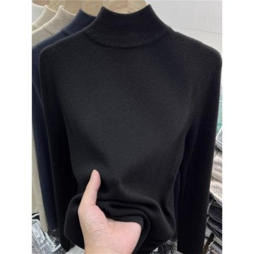 配大衣內搭黑色半高領毛衣打底衫女2025秋冬季新款洋氣軟糯針織衫