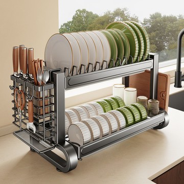 不銹鋼碗碟收納架瀝水架廚房置物架碗架304多功能放碗盤筷櫃