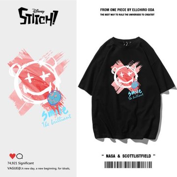 小惡魔笑臉涂鴉純棉短袖T恤男情侶裝潮牌白色寬松日系百搭ins潮