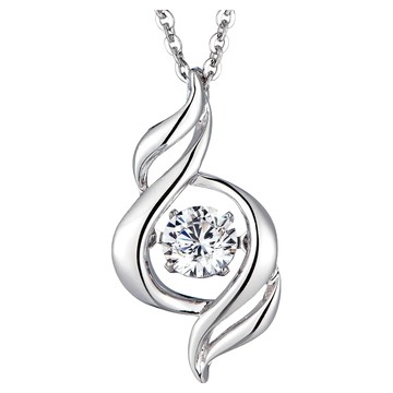 Crossfor 日本進口主鑽 Dancing Stone系列 純銀懸浮閃動項鍊  愛情真諦  主鑽:0.4cm