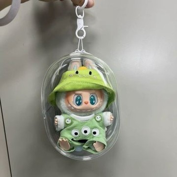 台灣出貨 二代Labubu拉布布盲盒痛包 透明坐坐派對圓形展示防塵收納 拉佈佈收納包 拉佈佈遛娃包