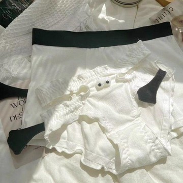 7428 位資深顧客👏褲衩情侶款純棉可愛牽手吸內褲卡通三角平角褲舒適透氣男士短褲W4KO