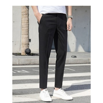 LARGE STORE 【出清】韓版彈性窄版格紋西裝褲 格紋褲 潮流9分褲 窄管褲 微彈力褲 男生長褲 (XK001)