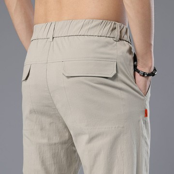 棉質休閑褲男修身韓版潮流百搭透氣春夏季薄款男裝小腳褲子男彈力