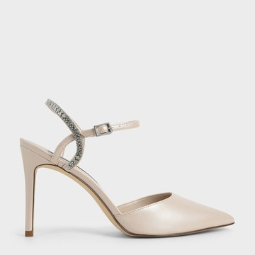 寶石踝帶細跟鞋